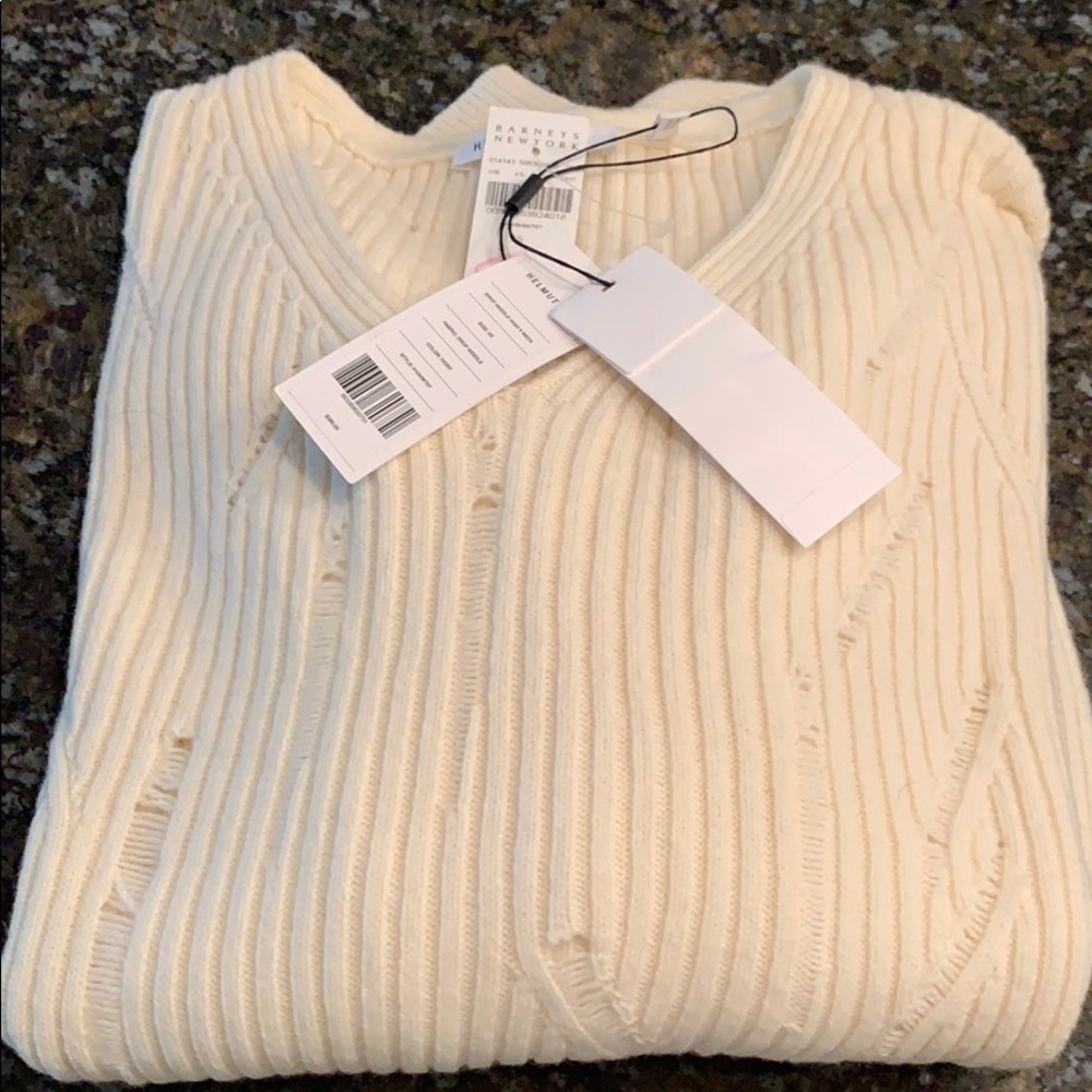 Helmet Lang Cream color sweater.
